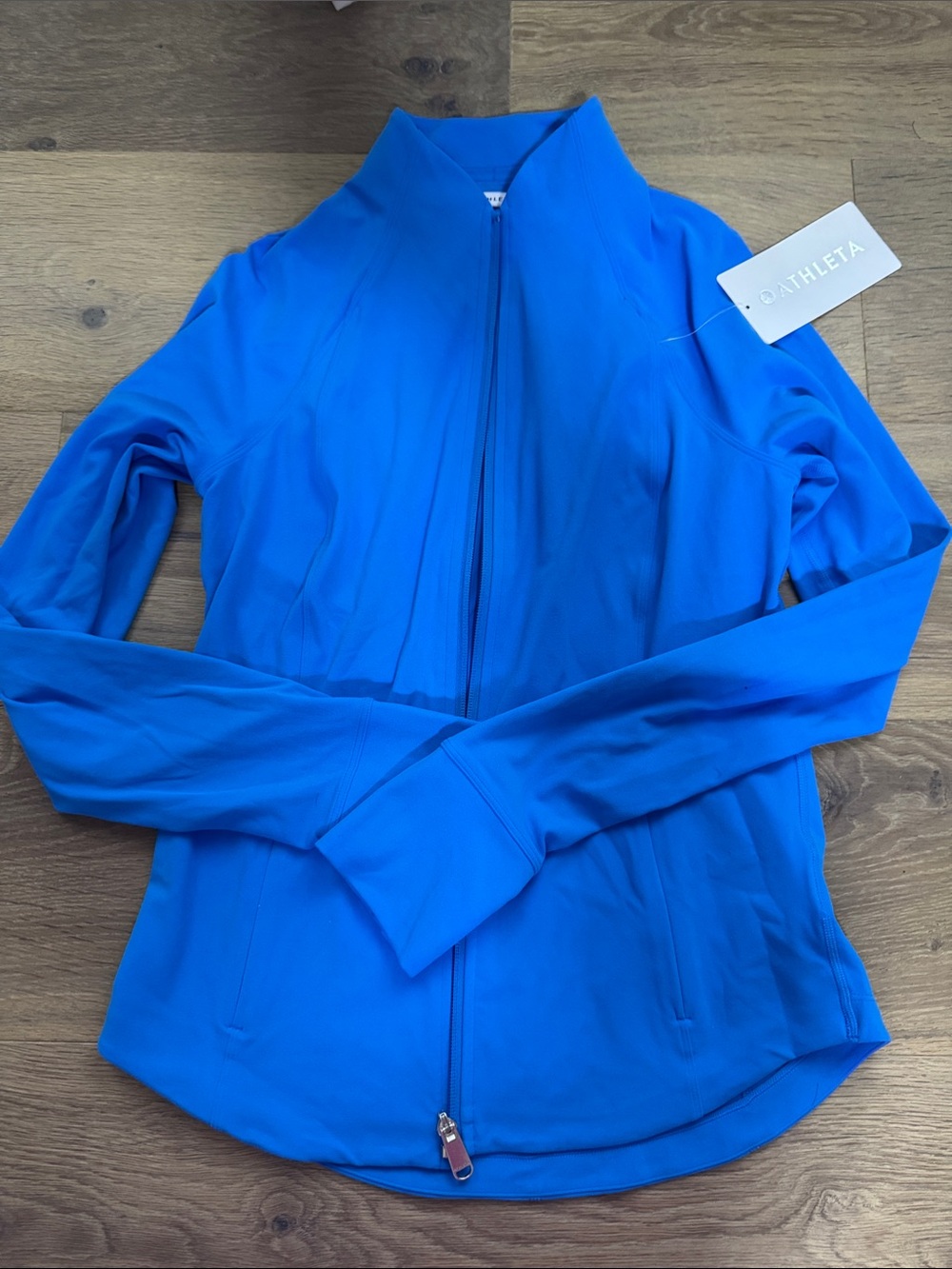 Athleta Bright Blue Zip-Up Bomber Jacket